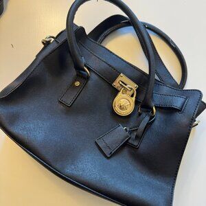 Authentic Michael Kors Hamilton Bag – Black Leather & Gold Hardware